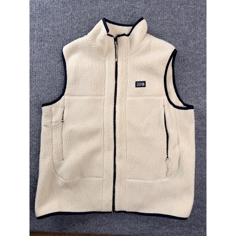 Mountain Hardwear Womens Medium Cream Sherpa Fleece Vest Full Zip Outdoor Hiking